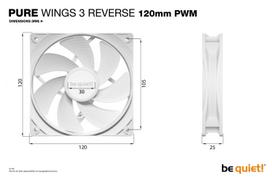 pure wings 3 120mm pwm - be quiet! Pure Wings 3 Reverse 120mm PWM White 3-Pack - 2 nuotrauka