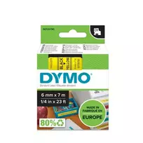etikeciu printer - Dymo label printer tape D1 6mmx7m, black/yellow | 43618 - 3 nuotrauka
