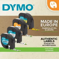 juostele dymo letratag - Dymo label printer tape LetraTag Plastic 12mmx4m, black/transparent | S0721530 - 5 nuotrauka