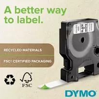 etikeciu printer - Dymo label printer tape D1 9mmx7m, black/clear | S0720670 - 8 nuotrauka