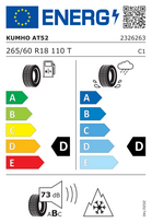 padangos r18 universalios - Kumho Road Venture AT52 ( 265/60 R18 110T 4PR ) - 2 nuotrauka