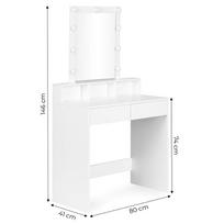 staliukas su veidrodziu - Kosmetinis staliukas ModernHome ZDT-01, balta sp., 146 cm x 80 cm x 41 cm - 2 nuotrauka