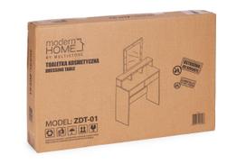 staliukas su veidrodziu - Kosmetinis staliukas ModernHome ZDT-01, balta sp., 146 cm x 80 cm x 41 cm - 3 nuotrauka