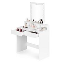 staliukas su veidrodziu - Kosmetinis staliukas ModernHome ZDT-01, balta sp., 146 cm x 80 cm x 41 cm - 6 nuotrauka