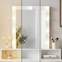 staliukas su veidrodziu - Kosmetinis staliukas ModernHome ZDT-01, balta sp., 146 cm x 80 cm x 41 cm - 9 nuotrauka