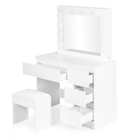 staliukas su veidrodziu - Kosmetinis staliukas ModernHome MRDT09-MW, balta sp., 139.5 cm x 94.5 cm x 43 cm - 6 nuotrauka