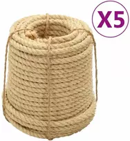 vidaXL Sizalio virvė, 5 vnt., 14mm, 100m
