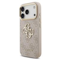 guess pu leather 4g - Guess PU Leather 4G Metal Logo Gold Frame Dėklas skirtas Apple iPhone 17 Pro - Rožinis (Pink) - 3 nuotrauka