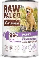 Šlapias šunų maistas VetExpert Raw Paleo Duoprotein Duck & Boar Puppy, antiena/šerniena, 0.4 kg