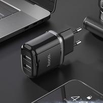 pakrovejas usa - Hoco N4 su dviem USB  jungtimis (2.4A) juodas - 3 nuotrauka