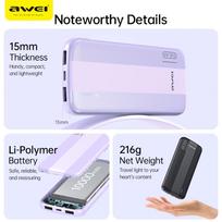 10000mah power bank - Awei P20K, 10000mAh, juoda (black) - 4 nuotrauka