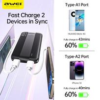 10000mah power bank - Awei P20K, 10000mAh, juoda (black) - 5 nuotrauka