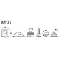 tipi palapine - Trivietė palapinė High Peak Beaver 3, balta sp./juoda sp./pilka sp., 200 cm x 180 cm x 120 cm - 2 nuotrauka
