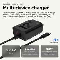 turbo - Motorola TurboPower 125W Duo įkroviklis su 2xUSB-C kabeliu Juodas (Black) - 2 nuotrauka