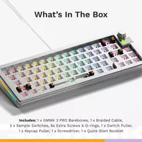 barebones keyboard - Glorious GMMK 3 Pro 65% Custom Žaidimų Klaviatūra - Barebone, ANSI Išdėstymas, Sidabrinė (Silver) - 4 nuotrauka