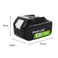 green cells - Green Cell BL1850, 18V, 5Ah, Li-ion, skirtas Makita LXT - 3 nuotrauka