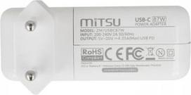 usb c, 87w - Mitsu 87W USB-C Maitinimo Šaltinis Nešiojamam Kompiuteriui Baltas (White) - 2 nuotrauka