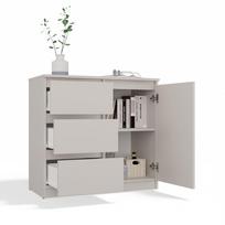 komoda 40 80 - Komoda Malwa 1D3S, rusva, 80 cm x 40 cm x 75 cm - 2 nuotrauka