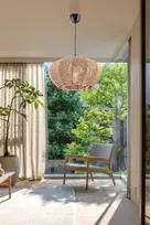 Opviq Chandelier Jute Ellipse, E27, smėlio spalvos