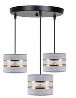 Candellux Pandy, E27, 3 x 40 W, pilkai/auksiniai gaubtai, juodas pagrindas