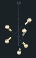 Trio Cross, E27, 6 x 28 W, juodas/auksinis šlifuotas plienas
