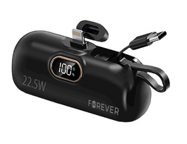 atsarginis maitinimo saltinis power bank - Forever MTB-100 Mini Power Bank 5000mAh 22.5W Lightning juodas - 1 nuotrauka