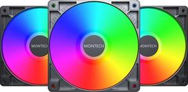 Montech GF120 PWM ARGB Fan 120mm Black, 3 vnt.