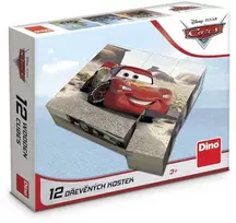 Dino The Cars medinė kubelių dėlionė, 12 det.