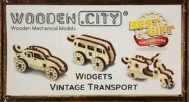 WOODEN CITY 3D Medinis Puzzle Modelis Senoviniai Automobiliai ir Motociklas