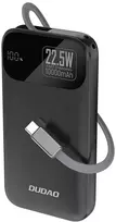 Dudao K31 10000mAh 22.5W PD Powerbank su integruotu kabeliu, juodas
