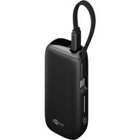 Goobay Power bank, 5000mAh, integruotas USB-C kabelis, 20W, juodas (black)