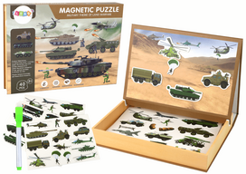 Lean Toys edukacinių magnetinių dėlionių rinkinys, sausumos karo tema