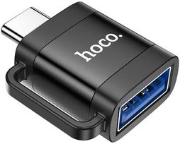 usb male to female - Hoco UA31C, USB-C į USB-A OTG adapteris, 3A, juodas - 1 nuotrauka