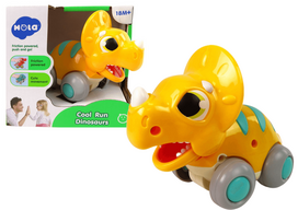 Lean Toys Žaislinis Geltonas Triceratopsas su Ratukais