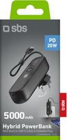 SBS Hybrid PD 20W 5000mAh Power Bank, black