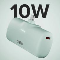 SBS EcoPower 5000 mAh 10W Powerbank su integruotu USB-C prievadu - žalias
