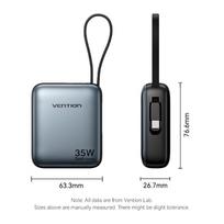 mini power bank - Vention FHEN0, 10000mAh, 35W, smėlio spalvos - 5 nuotrauka
