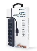 gembird sakotuvas - Gembird UHB-U3P7P-01 7 prievadų USB 3.1 (Gen 1) šakotuvas su jungikliais, juodas - 2 nuotrauka