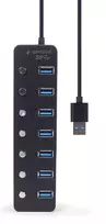 gembird sakotuvas - Gembird UHB-U3P7P-01 7 prievadų USB 3.1 (Gen 1) šakotuvas su jungikliais, juodas - 4 nuotrauka