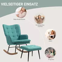 kresl kede - Fotelis HOMCOM Supamasis Krėslas su Taburete, iki 130 kg, linine išvaizda - 5 nuotrauka