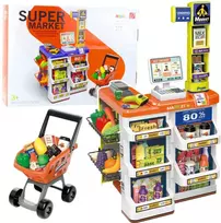 Lean Toys vaikų parduotuvės žaidimų rinkinys su kasa ir vežimėliu