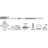 juodas tentas - Dvivietė palapinė High Peak Narvik 2 10315, juoda sp./blue sp., 285 cm x 150 cm x 120 cm - 2 nuotrauka