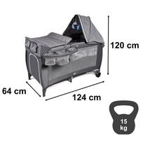 vaikiska loveles - RoGer Baby Travel Crib 2-Level Pilkas (Grey) - 7 nuotrauka