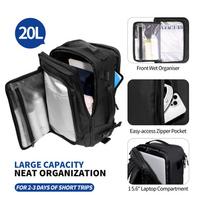 ryanair kuprine - Tech-Protect Defender S50 Backpack for Ryanair & Wizzar, 20L Laptop - Black - 9 nuotrauka