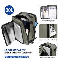 ryanair kuprine - Tech-Protect Defender S50 Backpack for Ryanair & Wizzar, 20L Laptop - Olive - 9 nuotrauka
