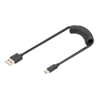 akai - Digitus USB 2.0 Type A į USB-C spiralinis kabelis AK-300430-006-S Juodas (Black) 1m - 2 nuotrauka