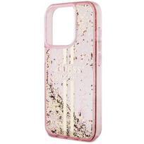iphone 15 pro telefonai - Apple iPhone 15 Pro Guess dėklas Liquid Glitter Gold Stripes (GUHCP15LLFCSEGP) rožinės spalvos - 3 nuotrauka