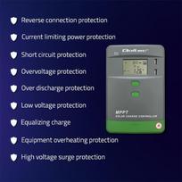 geles - Qoltec 53663 Saulės MPPT įkrovimo reguliatorius su temperatūros jutikliu 40A ,  12V / 24V ,  LCD ,  2 x USB ,  Bluetooth ,  APP ,  GEL ,  LiFePO4 - 5 nuotrauka