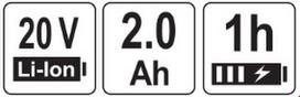 li ionu akumuliatoris - Toya STHOR 20V 2.0Ah Li-ion, 78250 - 2 nuotrauka