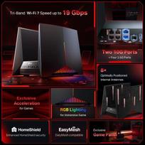 wi fi 7 routeris - TP-Link Archer GE800 BE19000 Tri-Band Wi-Fi 7 Gaming Juodas (Black) - 7 nuotrauka